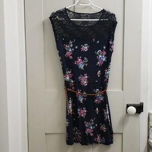 Garage womens blue floral and lace dress SM